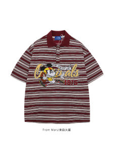 เสื้อยืดคอโปโลลายทางสีบล็อกหลวมแขนสั้นฤดูร้อนสำหรับผู้ชาย ทรงหลวม ทรงปกติ แขนสั้น ทรงปกติ ทรงหลวม ทรงหลวม ทรงหลวม