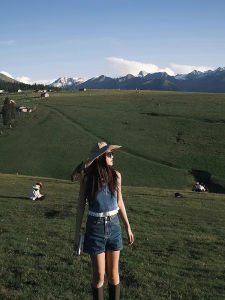 Retro High Waist Straight Leg Denim Shorts Womens American Style Slimming Hot Girl A-Line Denim Shorts Summer Casual Wear