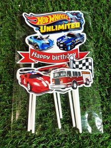 Topper cake hotwheels Happy birthday hiasan kue ulang tahun