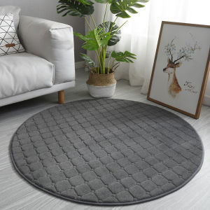 GUANGMANZHI | Coral Velvet Plaid Round Carpet