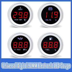 12/24V Digital Electronic LED gauge 52mm Water Temperature Gauge with Warning Alarm 0-120℃ Oil Press Gauge with1/8NPT Sensor
