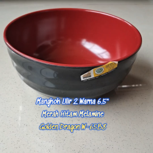 Mangkuk Ulir 2 Warna 6.5" Merah Hitam  Melamine - Golden Dragon W-65B8