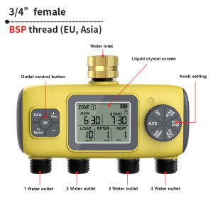 Digital Water Timer 4-Outlet Garden Irrigation Timer Rainwater Sensing Irrigation Watering System Precision Timing Controller