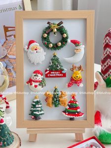 Christmas Resin Fridge Magnet Decorative Sticker New Year Santa Snowman Tree Cartoon Magnetic Decoration Christmas Gift
