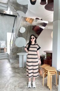 `🌈SpinnyHouse🌈 ทรงถ่วงยาว ผ้าทอสลับสี 🌈 ผ้ายืดตามตัว สาวอวบใส่ได้แน่นอนค่า สาวพลัสไซส์ใส่ได้ รุ่น ตู้น้ำ`