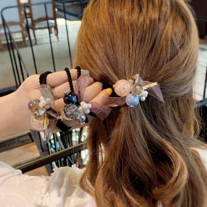 Korean Crystal Hair Tie Hair Rope Can Use As Bracelet 新款韩版网红ins发圈简约水晶扎头发皮筋手链两用发饰头绳女