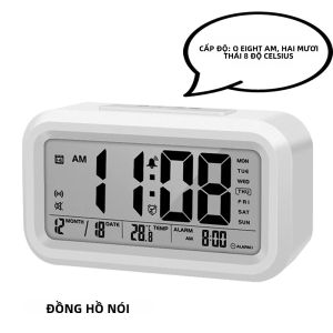 Đồng Hồ Báo Thức Phòng Ngủ Kỹ Thuật Số Với Nhiệt Độ Nhiệt Kế Lịch Báo Lại Đèn Nền - Đồng Hồ Nói Tiếng Anh