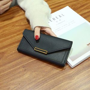 2025 New Long Wallet Womens Korean Style Multi-Card Pure Color Simple Soft Leather Large Capacity Fashionable Handheld Wallet