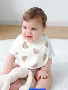 Baby Feeding Drool Bib Cartoon Saliva Towel U-Shaped Gauze Bib for Newborn Absorbent Towel Drool