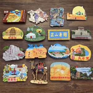 New Chinese Style Decorative Magnet Stickers for Fridge Tianjin Origin Landscape Patterns Available in Inner Mongolia