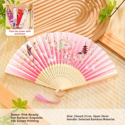 YUEXIAOQI | Chinese Style Foldable Bamboo Fan with Tassel