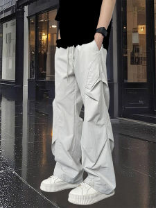 กางเกงขายาวทรงตรงแห้งเร็วสำหรับผู้ชายในช่วงฤดูร้อน กางเกงขายาวทรงบาง ขากว้าง ทรงม้าลาย ทรงมีดอเมริกัน กางเกงขายาวแบบสวมหัว ทรงหลวม