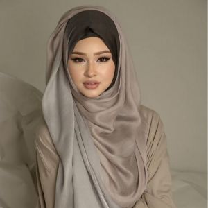 Jifang ผ้าพันคอที่รัดศีรษะผ้า Pashmina ผ้าผ้าคลุมไหล่ผ้าฝ้ายโมดูลแบบนิ่มสองสีแบบเรียบผ้าฮิญาบมุสลิม FX10