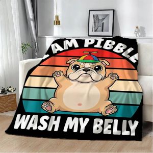 Bandai | Chăn Nỉ Hình Chú Chó Pibble Wash My Belly Meme Vui Nhộn Mềm Mại Dùng Trang Trí Nhà Cửa Giường Ghế Sofa Dã Ngoại Dành Cho Người Lớn Hình Chữ Nhật Chất Liệu Polyester