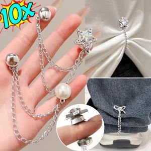 5/10pcs Multi-Function Magnetic Clothing Clip Alloy Waist Buckle Shorten Trouser Clip Non-hole Silver Leg Cuff Fixing Pin
