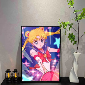 Bandai | 5D DIY Diamond Painting Kit Sailor Moon Character Art Full Drill Rhinestone Mosaic Wall Decor Craft Kit Home Gift Frameless