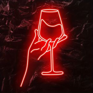 Cheers Wine Glass LED Neon Sign USB Có Thể Điều Chỉnh Đèn Tiệc Cho Nhà Bar Phòng Ngủ Di Động Trang Trí Tường Phong Cách Art Deco