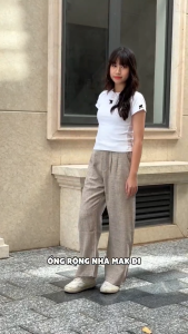 Quần Dài Nữ Bố Linen Mềm Mịn Thoáng Mát Ống Rộng Lưng Thun Co Giãn Women