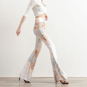 High Waist Print Elastic plus Size Bell Bottom Yoga Fitness Pants Thin Slimming Long Leggings Original Style Summer Fashion