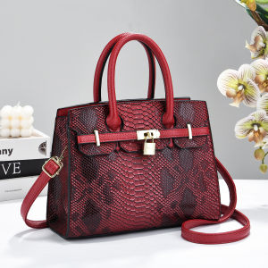 MEIXUAN | Snake Texture Large Capacity Handbag Womens Luxury Leather Bag Crossbody Shoulder Bag Top Handle Bag for Work Casual Outing