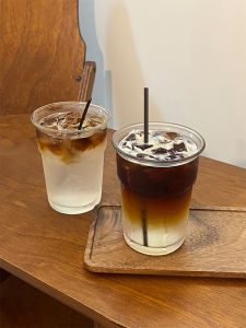 Large Capacity Ins Style Glass Cup Drinking Water Coffee Milk Tea Cup Simple Design round Shape Single Layer Universal Use