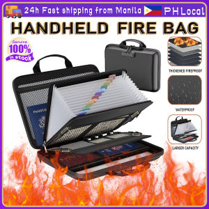 Lockable Fireproof Document Bag File Organizer Waterproof Hard-Shell Case Box Important Document Organizer for Letter A4 Files Laptop Passports Portable Home Travel Storage Wear-Resistant Collapsible Black
