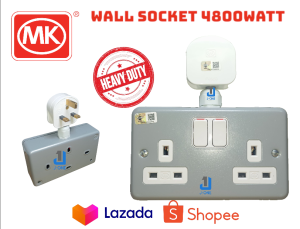 WALL SOCKET MK Heavy Duty Metal Clad 2 Gang Adaptor 1 IN 2 Wall Socket 110/0.193 MM CABLE