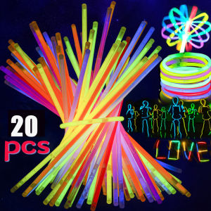 20Pcs Glow Sticks Bulk Fluorescence Stick Dance Concert Party Light Props Diy Bracelets Love Letters Neon Wedding Christmas Festival Outdoor Camping Hiking Emergency Light