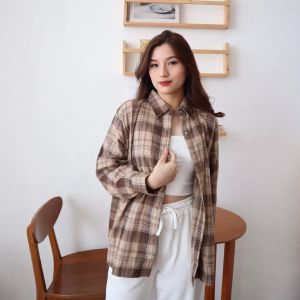 Flanel wanita kotak-kotak Distro lengan panjang premium || terbaru kemeja kotak-kotak flanel lengan panjang premium