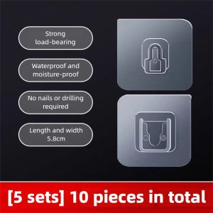 10 Pairs Clear DoubleSided Adhesive Wall Hooks nted Door Hanger Kit No Drill Sticker Hangers with Suction Cup for Bathroom Kitc