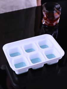 Wenz Creative Square Cube Ice Tray Silicone Ice Mold with Lids Food Grade 6 Grid 方形硅胶制冰模具