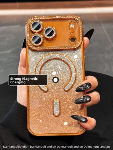 DAIMANG | Star Universe Orange Inlaid Crystal Clear Lens Film Case for iPhone 17 Pro Max