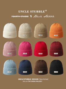 Korean Style Casual All-Matching Knitted Hat Mens and Womens Japanese Style Simple Wool Hat Autumn and Winter Heattech Earflaps Slipover Beanie Hat