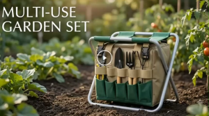 Folding Gardening Stool with Heavy-duty Oxford Cloth Portable Garden Tools Set Organizer Chair Portable Folding Garden Stool with Tool Bag for Outdoor Fishing Camping Gardening Use