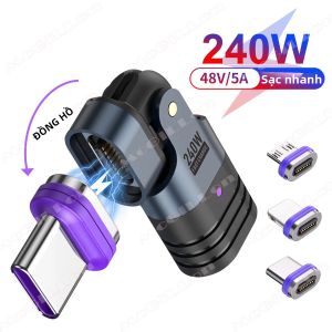 PD 240W Từ USB C Adapter 16Pin USB-C Sang Type C Cáp Sạc Nhanh Nữ Chuyển Đổi Dành Cho Samsung iPhone Xiaomi MacBook