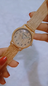 Pantronic Jam Tangan Pria Wanita Motif Kayu Glow In The Dark Tali Rubber Warna Coklat