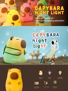 Guninco Lampu Tidur Capybra Cute Night Lamp Nyala Sentuh Silikon Squishy