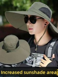 Mens Outdoor Work Sun Hat Foldable Large Brim Fishing Cap Summer Hat Flat Top Other Styles