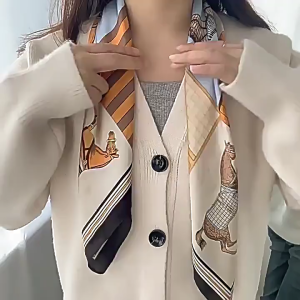 Ladies Elegant Small Square Scarf Simulation Silk Ladies Printed Headscarf 70 Cm Office Small Shawl