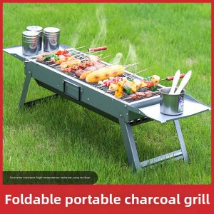 Compact Foldable Wood-fired Charcoal Grill Portable BBQ Set