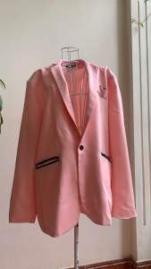 Áo blazer dáng dài áo blazer hồng dáng dài của Hàn quốc mới 98%