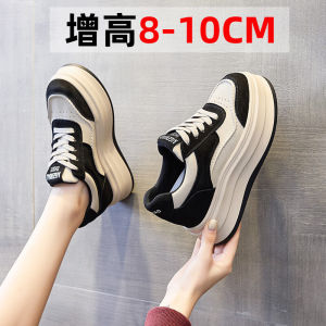 Womens Thick Bottom Platform Sneakers Fall New Style Fleece Lined Casual Shoes Increased Height Inner Design High Heel