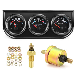 RYSJM | Car Mechanical Gauge Set with Sensor Oil Pressure 3 in 1 Triple Kit Water Temp Gauge 0~100 PSI&Voltmeter For 12V Car Truck SUV