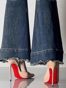 รองเท้าส้นสูงแบบสวมหัวแหลม ทรงสลิปอิน สำหรับผู้หญิง ทรงเข้ารูป ดีไซน์เก๋ไก๋ ทรงหัวแหลม รองเท้าแฟชั่นฤดูใบไม้ผลิ