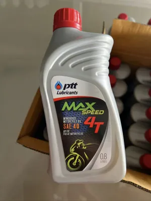 น้ำมันเครื่องมอเตอร์ไซค์ PTT max speed 4T 0.8 L SAE40 4T API SF ใช้ได้ทั้งรถเกียร์และออโตเมติก