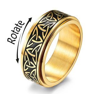  Viking Celtic Knot Spinner Ring Stainless Steel Anxiety Relief Fidget Ring Vintage Norse Jewelry Gift For Men Women Hot Sale 