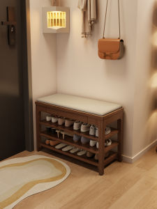 DONGMU | Solid Wood Upholstered Storage Shoe Bench Long