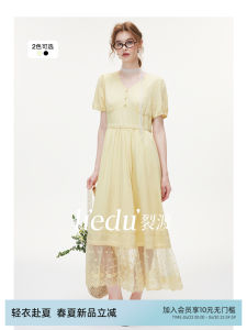 LIEDU | Curvy Friendly Lace Patchwork Slim Fitted Dress V-Neck Mid-Length