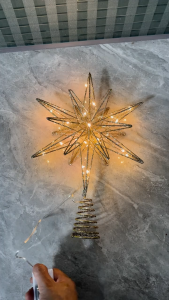 Christmas Tree Toppers Star With LED String Lights Ornaments For Christmas Home Party Decoration Festival Party New Year