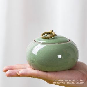 Ceramic Ge Kiln Semi-Handmade Sealed Tea Storage Jar